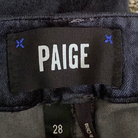 PAIGE | Blue Velvet Cotton/Rayon/Spandex Button-Fly Hoxton Ankle Peg Jeans/Pants - Picture 10 of 15
